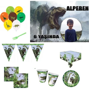 Hayaller Dükkanı Afiş Li Jurassik Parti Dinazorlar 8 Kişilik Sofra Seti Parti Malzemeleri