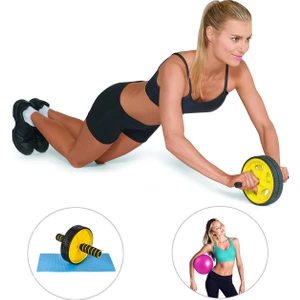 Spor Byfit Karın Kası Egzersiz Tekeri + Pilates Denge Topu - 2'li Set