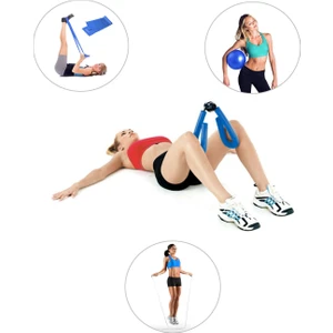 Spor Byfit Kol, Bacak, Basen Sıkılaştırıcı Alet Mavi  + Denge Topu + Band + Atlama Ipi - 4'lü Set