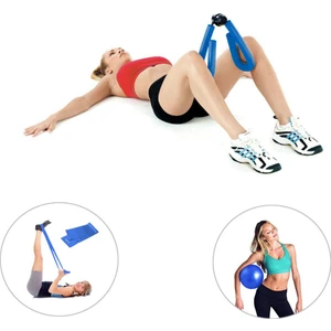 Spor Byfit Kol, Bacak, Basen Sıkılaştırıcı Alet Mavi + Denge Topu + Pilates Bandı - 3'lü Set