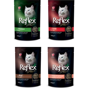 Reflex Plus Pouch Kedi Jöleli & Parçalı Yaş Mama (4 Adet x 100GR)