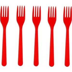 Kırmızı Plastik Çatal 25'li