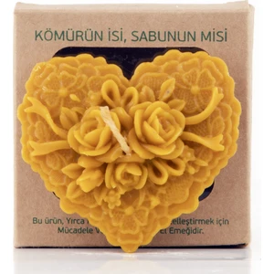 Yırca Hanımeli Bal Mumu Mum - Dantelli Güllü Kalp
