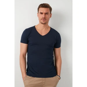 % 100 Pamuklu V Yaka Basic T Shirt Erkek T Shirt 5412001