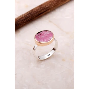 Sümer Telkari Pembe Kuvars Taşlı El İşi Trend Gümüş Yüzük 3051