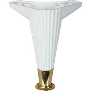 PVC Burada (10 Adet) Asya Çizgili 20CM Beyaz / Gold Mobilya Ayağı- Dolap, Koltuk , Tv Ünitesi Ayağı