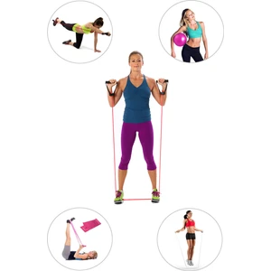 Spor Byfit Yüksek Sert Tutacaklı Direnç Lastiği + Denge Topu + Pilates Bandı + Atlama Ipi - 4'lü Set