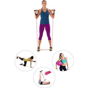 Spor Byfit Yüksek Sert Tutacaklı Pilates Direnç Lastiği + Denge Topu + Pilates Bandı  - 3'lü Set