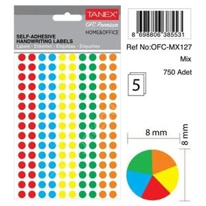 Nokta Etiket 8mm 5 Renk 750 Etiket
