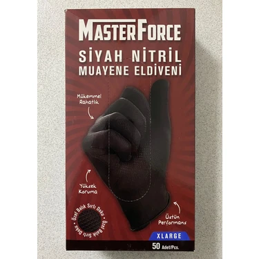 Haspet Masterforce Nitril Pudrasız Ekstra Kalın Siyah Eldiven Xlarge 50