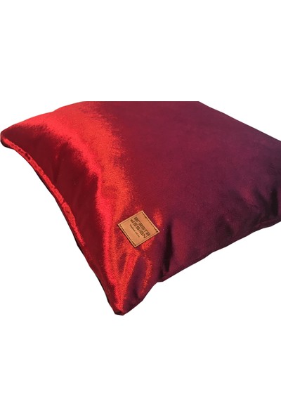 Arasta Design 2'li Kadife Bordo Kırmızı Düz Renk Dekoratif Kırlent Kılıfı, 43X43 cm