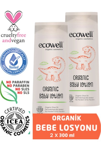Ecowell Organik Bebek Losyonu 2'li Avantaj Paketi (2X300 Ml)