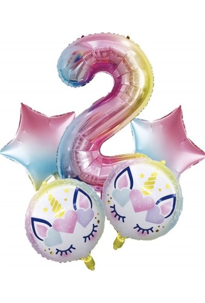 Event Party Store Rakam Balon Seti Folyo 2 Metalik 5'li