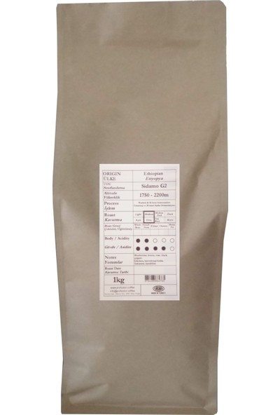 Profusion Coffee Single Origin Ethiopia (Etiyopya) Sidamo Kahve 1 kg Çekirdek (Öğütülmemiş)