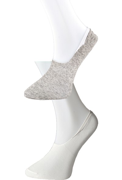 Mudanis Gri ve Beyaz Erkek Babet Çorap 6 Çift