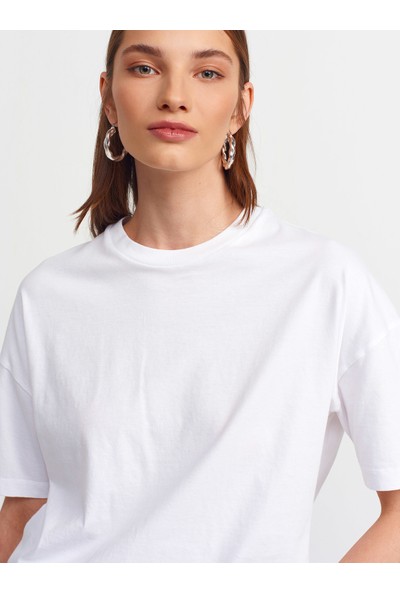 Dilvin 3683 Basic T-Shirt-Beyaz