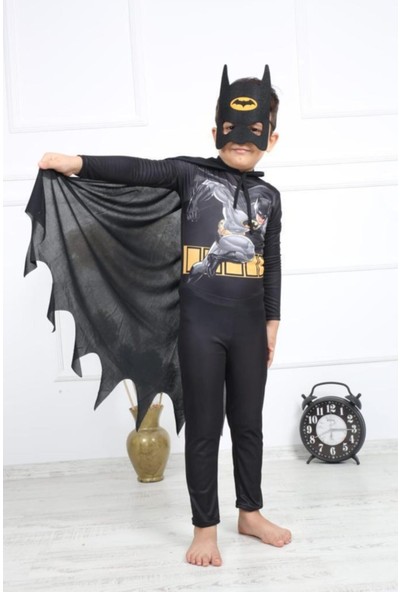 Buda Bizde Batman Kostüm Pelerinli Batman Çocuk Kostümü Baskılı Model
