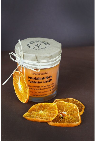Artarchi Candles Mandalinalı Mum & Tangerine Candle 150GR / / Aromatik Kokulu %100 Doğal Soya Mumu