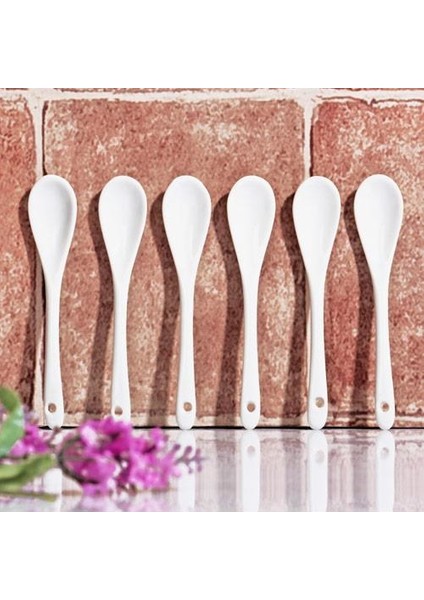 Porselen Çay Kaşık - Beyaz Porselen Çay Kaşığı 12 Li 13 Cm.