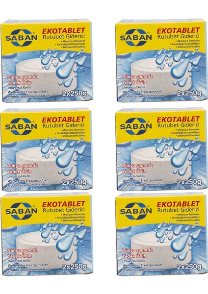 Nem Alıcı Rutubet Giderici Yedek Tablet 6'lı 2 x 250 Gram Natural