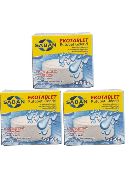 Nem Alıcı Rutubet Giderici Yedek Tablet 3'lü 2 x 250 Gram Natural