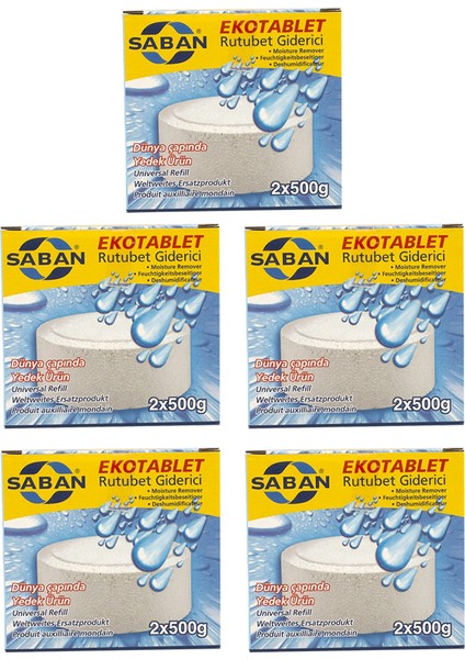 Nem Alıcı Rutubet Giderici Yedek Tablet 5'li 2 x 500 Gram Natural