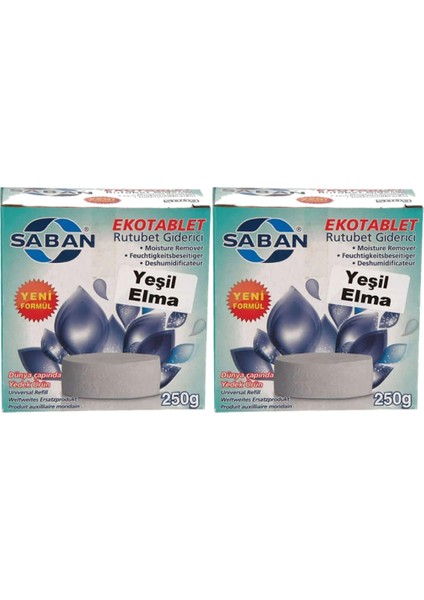 Nem Alıcı Rutubet Giderici Yedek Tablet 2'li 2 x 250 Gram Yeşil Elma