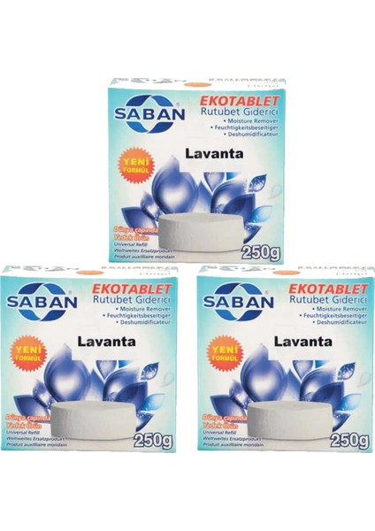 Nem Alıcı Rutubet Giderici Yedek Tablet 3'lü 2 x 250 Gram Lavanta