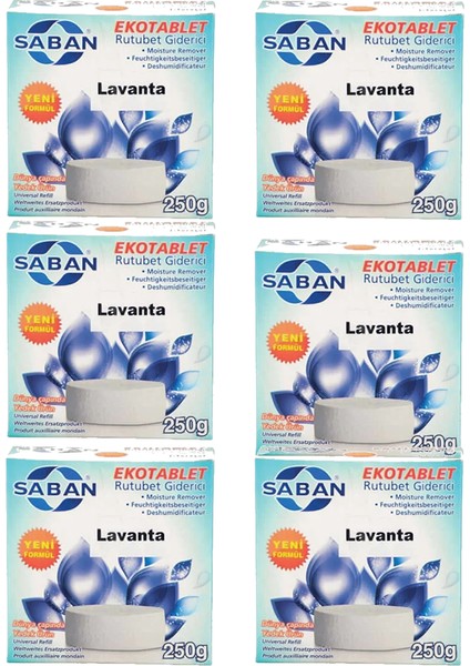 Nem Alıcı Rutubet Giderici Yedek Tablet 6'lı 2 x 250 Gram Lavanta
