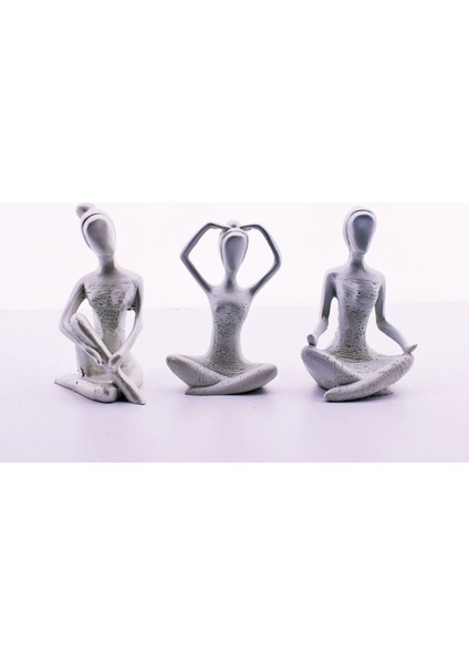 Yoga Yapan Kızlar Beyaz Üçlü Biblo 18 cm