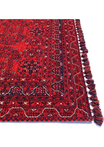 Kırmızı Mavi Klasik Afgan Tasarım Sentetik Ipliklerle Makine Dokuma 103 fiyatları