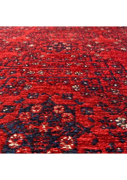 Kırmızı Mavi Klasik Afgan Tasarım Sentetik Ipliklerle Makine Dokuma 103 indirimleri