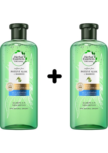 Herbal Essences Sülfatsız Güç ve Nem Aloe + Bambu Şampuan 2 x 380 ml