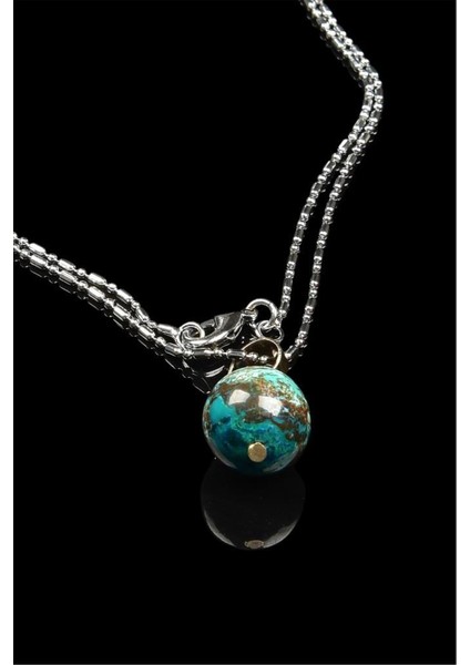 Doğal Krizokol Taşı Doğal Taş Kolye (Zincir Dahil)