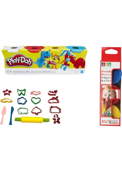 Play Dough Play-Doh Oyun Hamuru ve Kalıbı 3\'lü Parmak Boyası