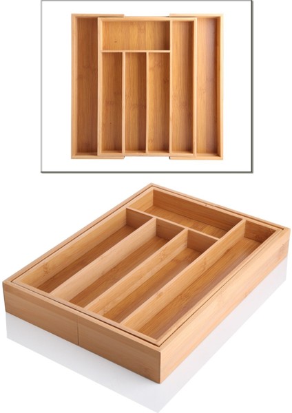Bambu Açılır Bölmeli Çekmece Içi Kaşıklık Home Naturel