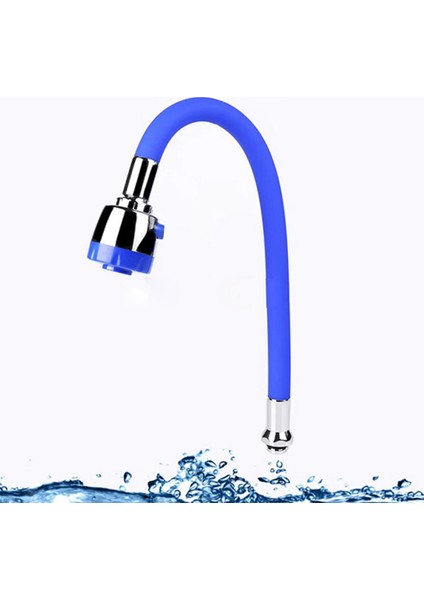 Mavi Kubar Esnek Silikonlu Oynar Başlı Musluk Batarya Başlığı