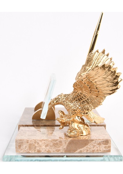 İsme Özel Uçan Kartal Figürlü Mermer Set Masaüstü İsimlik Krem modelleri