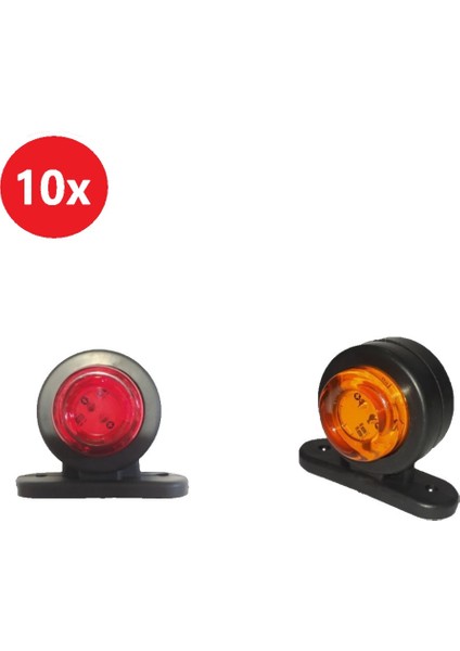 Mini Takoz Lamba 12 Ledli 10 Adet (Sarı-Kırmızı)