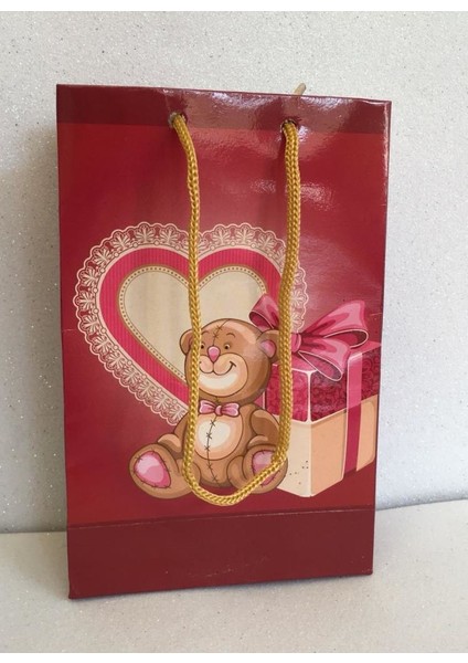 Karton Çanta Kalp Ayıcık Temalı 11CM x 17CM