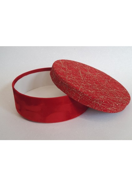 Kutu Yuvarlak Kırmızı Altın 18CM x 18CM x 6cm