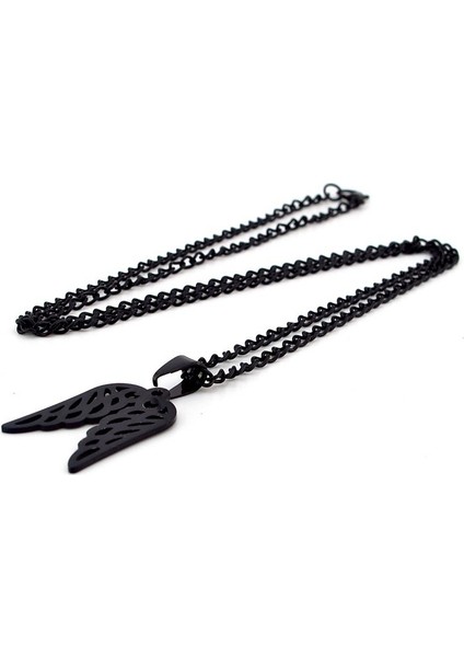 Melek Kanadı Angel Kanat Siyah Çelik Unisex Kolye Q0269 fiyatları