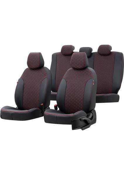 Chery Alia 2008-2011 Özel Üretim Koltuk Kılıfı Tokyo Design Deri Siyah - Kırmızı