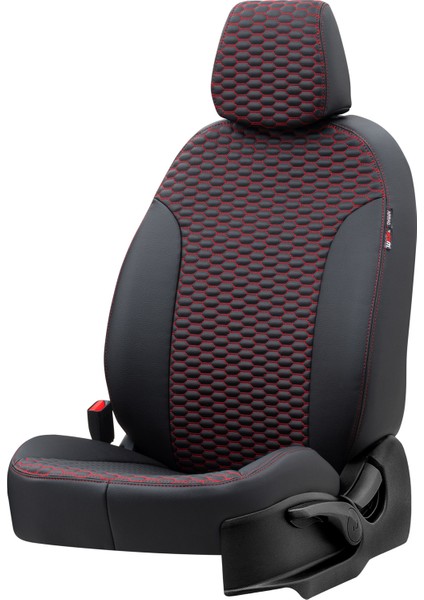 Chery Alia 2008-2011 Özel Üretim Koltuk Kılıfı Tokyo Design Deri Siyah - Kırmızı