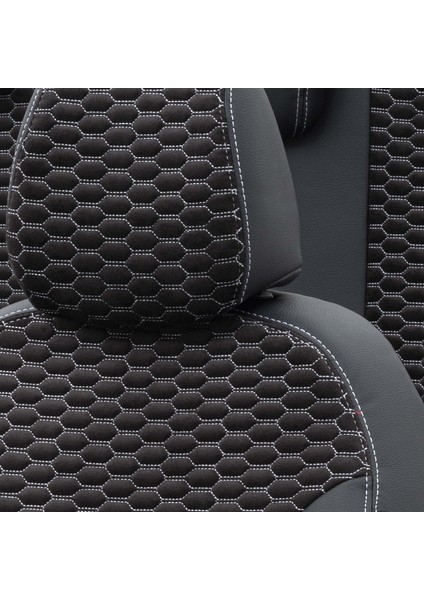 Opel Combo C 5 Kişi 2005-2012 Özel Üretim Koltuk Kılıfı Tokyo Design Tay Tüyü Siyah - Beyaz