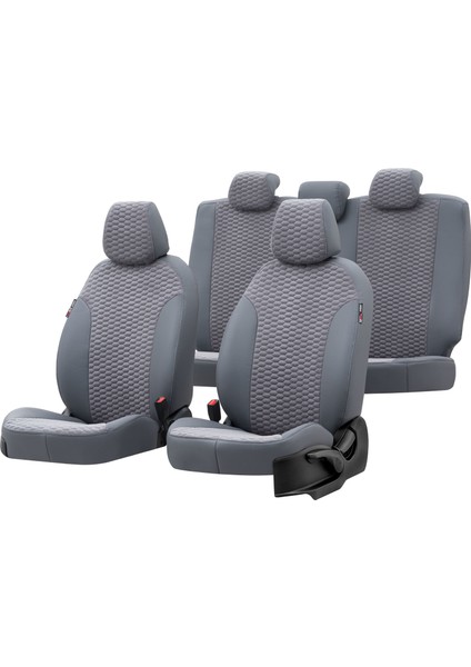 Peugeot 5008 2010-2016 5 Kişi Özel Üretim Koltuk Kılıfı Tokyo Design Tay Tüyü Füme