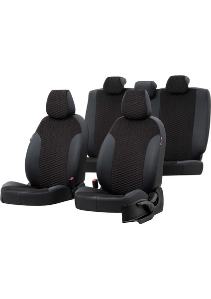 Peugeot 5008 2010-2016 5 2 (7 Kişi) Özel Üretim Koltuk Kılıfı Tokyo Design Tay Tüyü Siyah