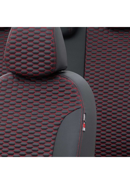 Nissan X-Trail 2001-2007 Özel Üretim Koltuk Kılıfı Tokyo Design Deri Siyah - Kırmızı