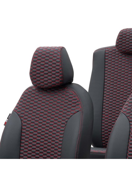 Nissan X-Trail 2001-2007 Özel Üretim Koltuk Kılıfı Tokyo Design Deri Siyah - Kırmızı