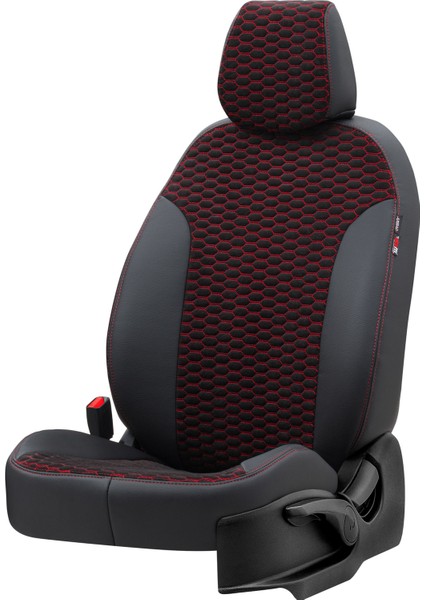 V.w. Caddy 2004-2011 Özel Üretim Koltuk Kılıfı Tokyo Design Tay Tüyü Siyah - Kırmızı